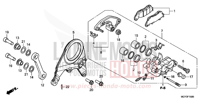 ETRIER DE FREIN ARRIERE von VFR800X „Crossrunner“ MAT BULLET SILVER (NH389) von 2013